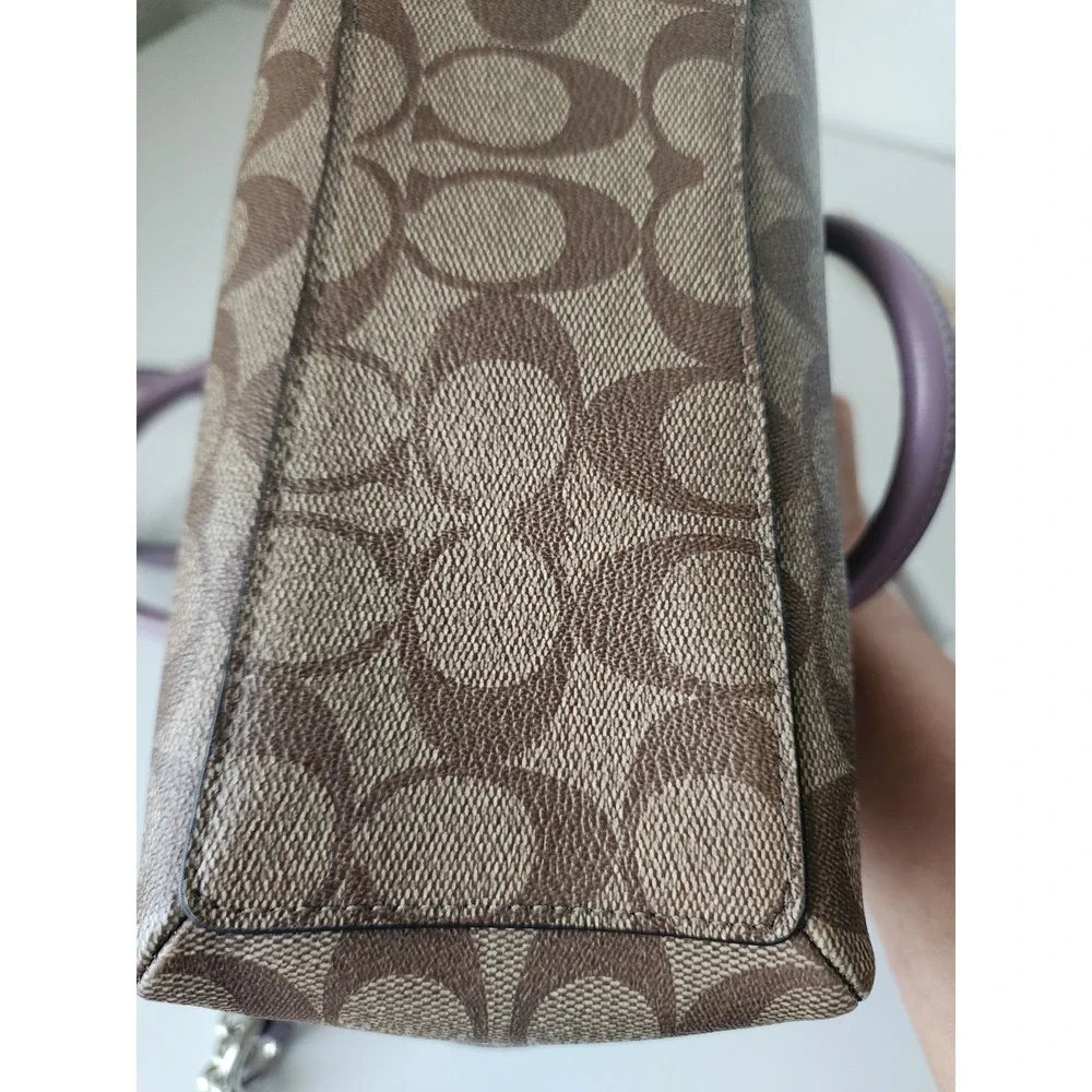 Coach F29484 Signature‎ Brown Khaki Mauve Satchel Crossbody Shoulder Bag Purse